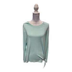 Time and Tru Aqua Blue Striped Long Sleeve Tee Size L